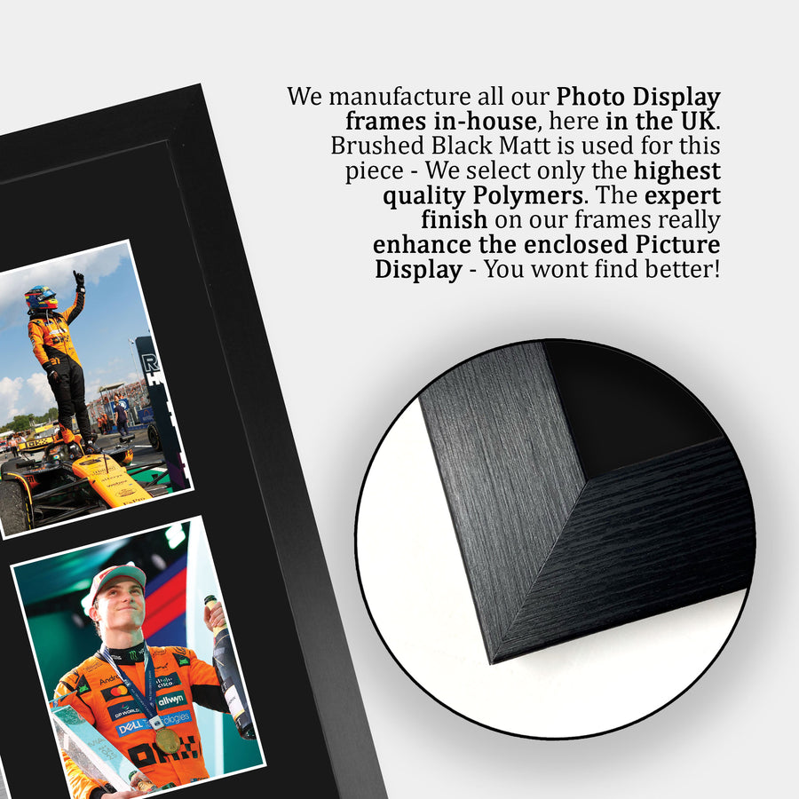 Close-up of the brushed black frame