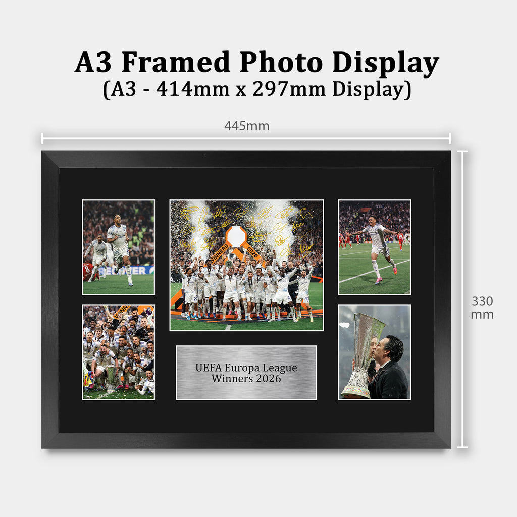 Aston Villa European Cup Champions Europa League Winners 2026 A3 framed print, view 2
