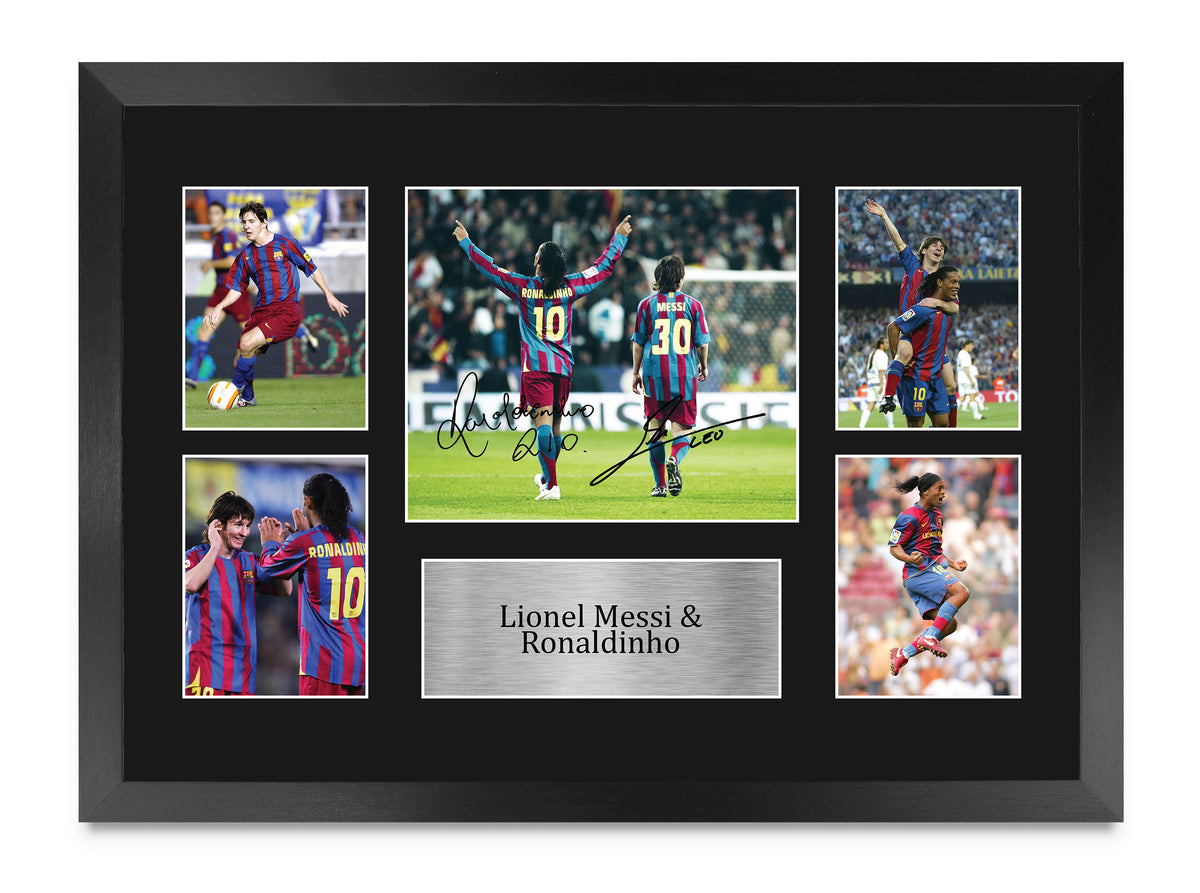 Messi & Ronaldinho A3 framed print