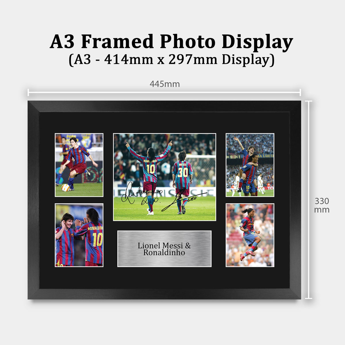 Messi & Ronaldinho A3 framed print, view 2
