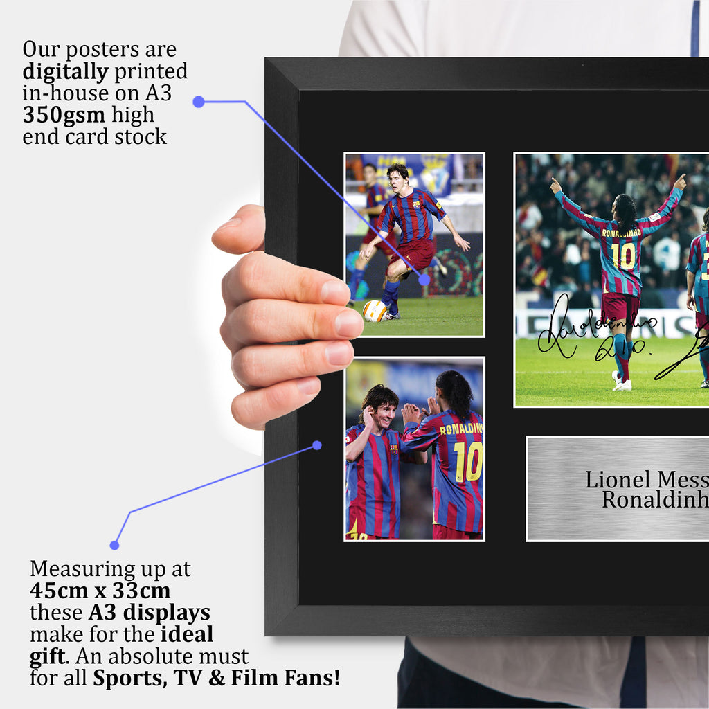 Messi & Ronaldinho A3 framed print, view 3
