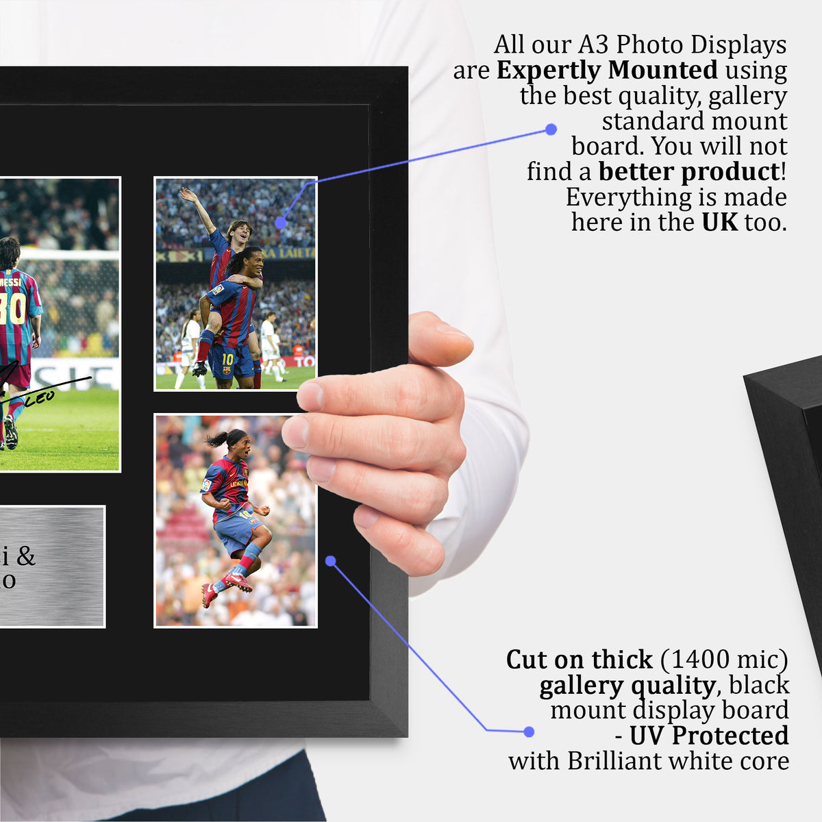 Messi & Ronaldinho A3 framed print, view 4
