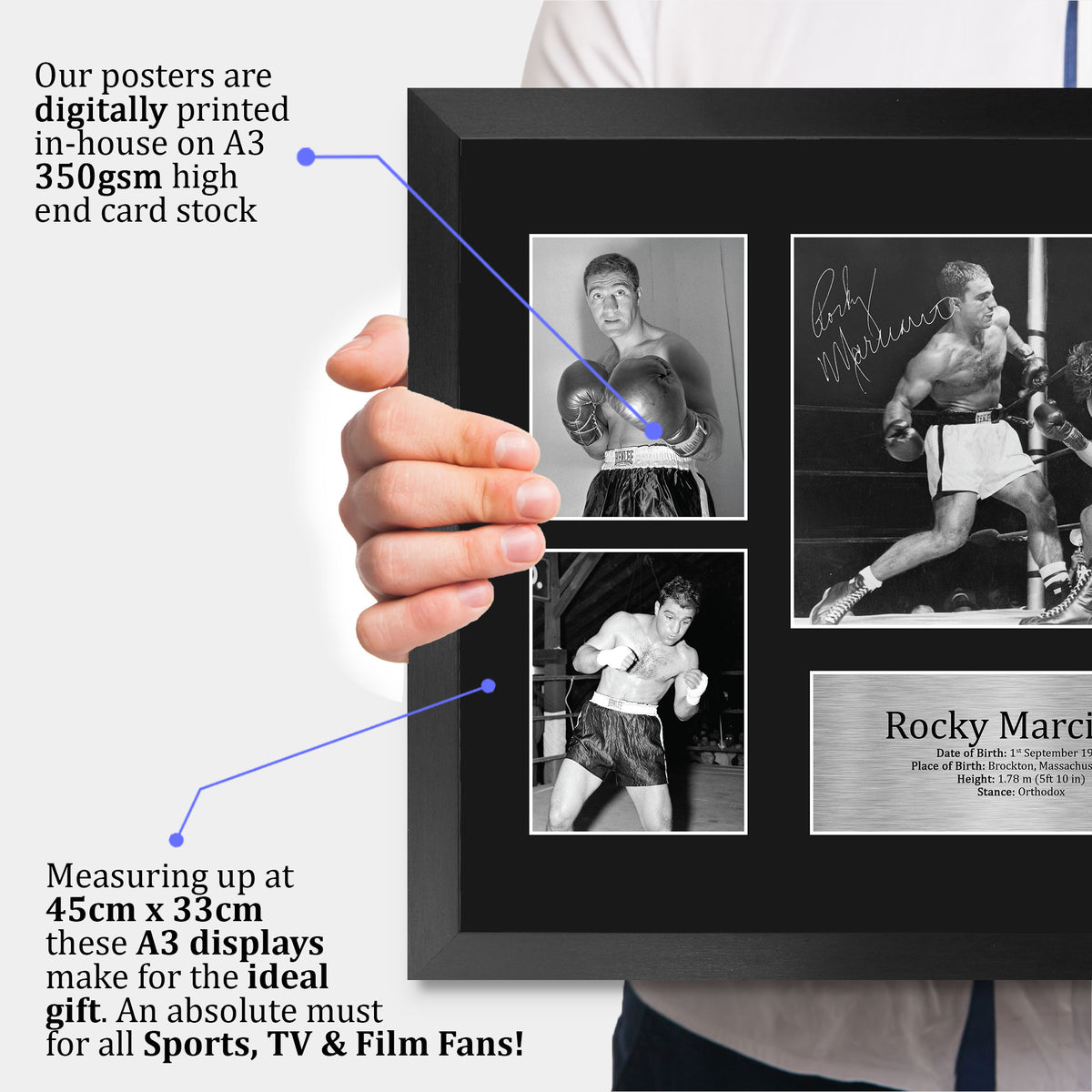 Rocky Marciano A3 framed print, view 3