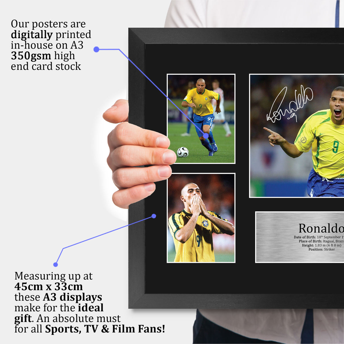 Ronaldo Brazil A3 framed print, view 3