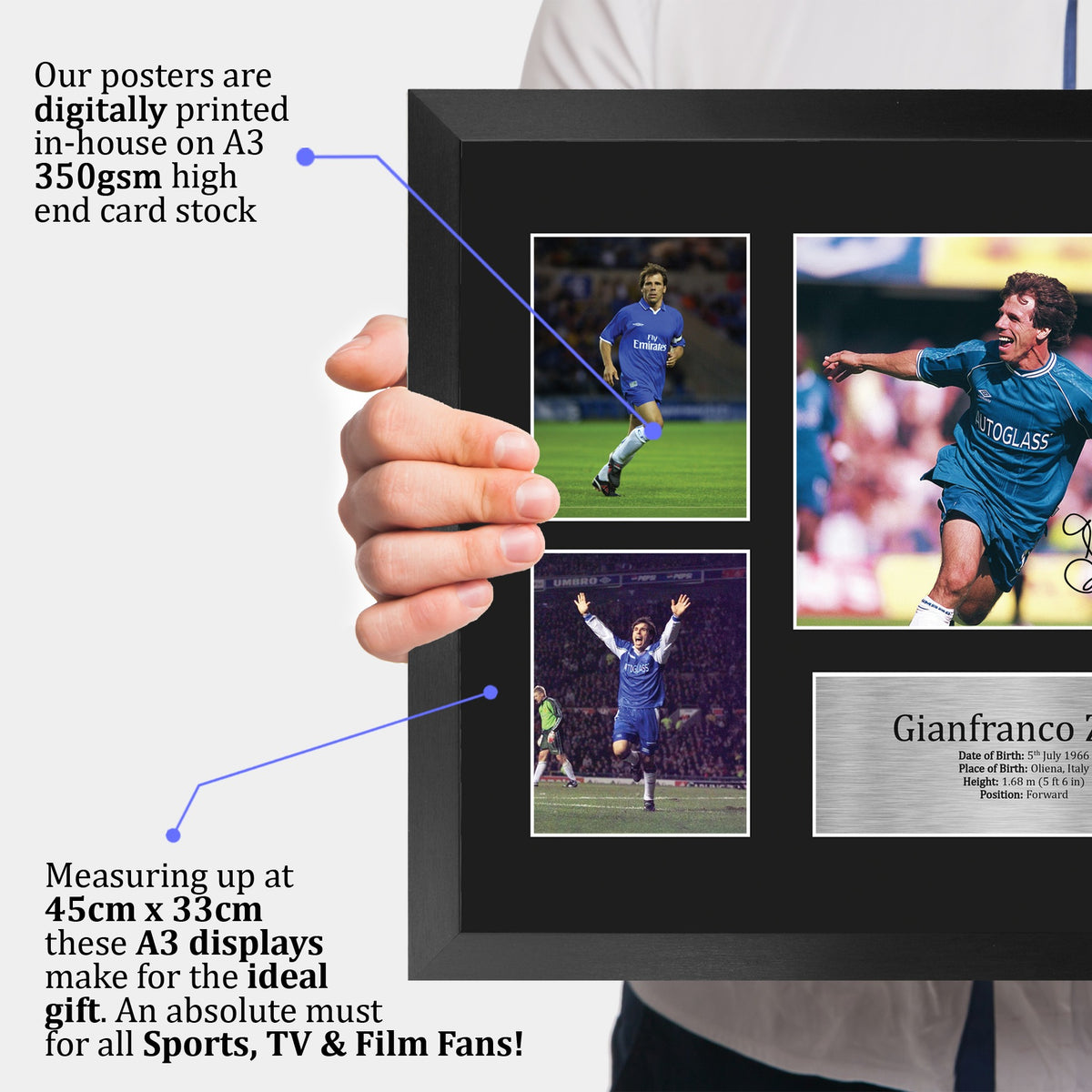 Gianfranco Zola A3 framed print, view 3