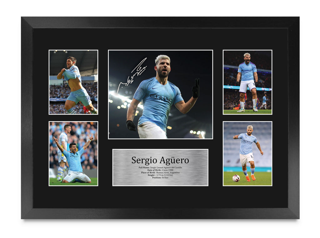 Sergio Aguero Manchester City A3 framed print