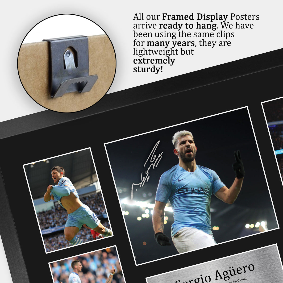 Sergio Aguero Manchester Blue A3 framed print, view 5