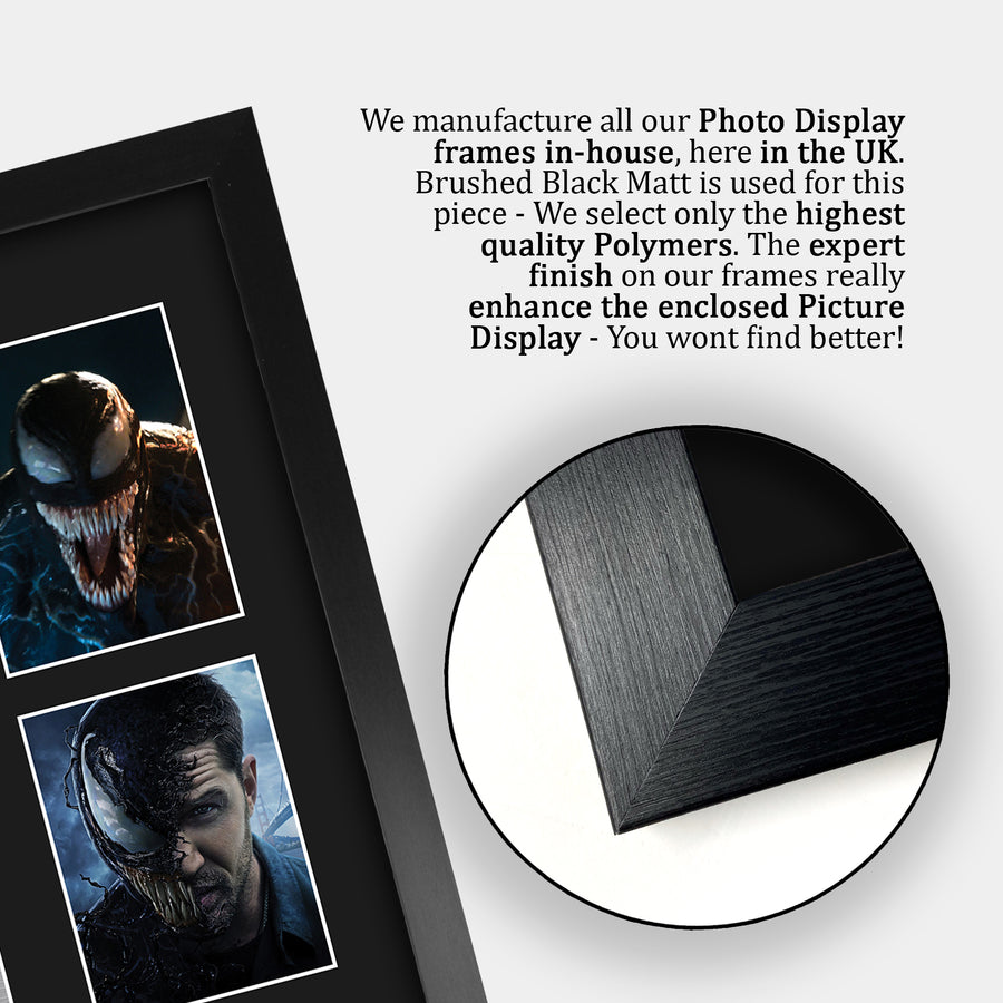 Close-up of the brushed black frame