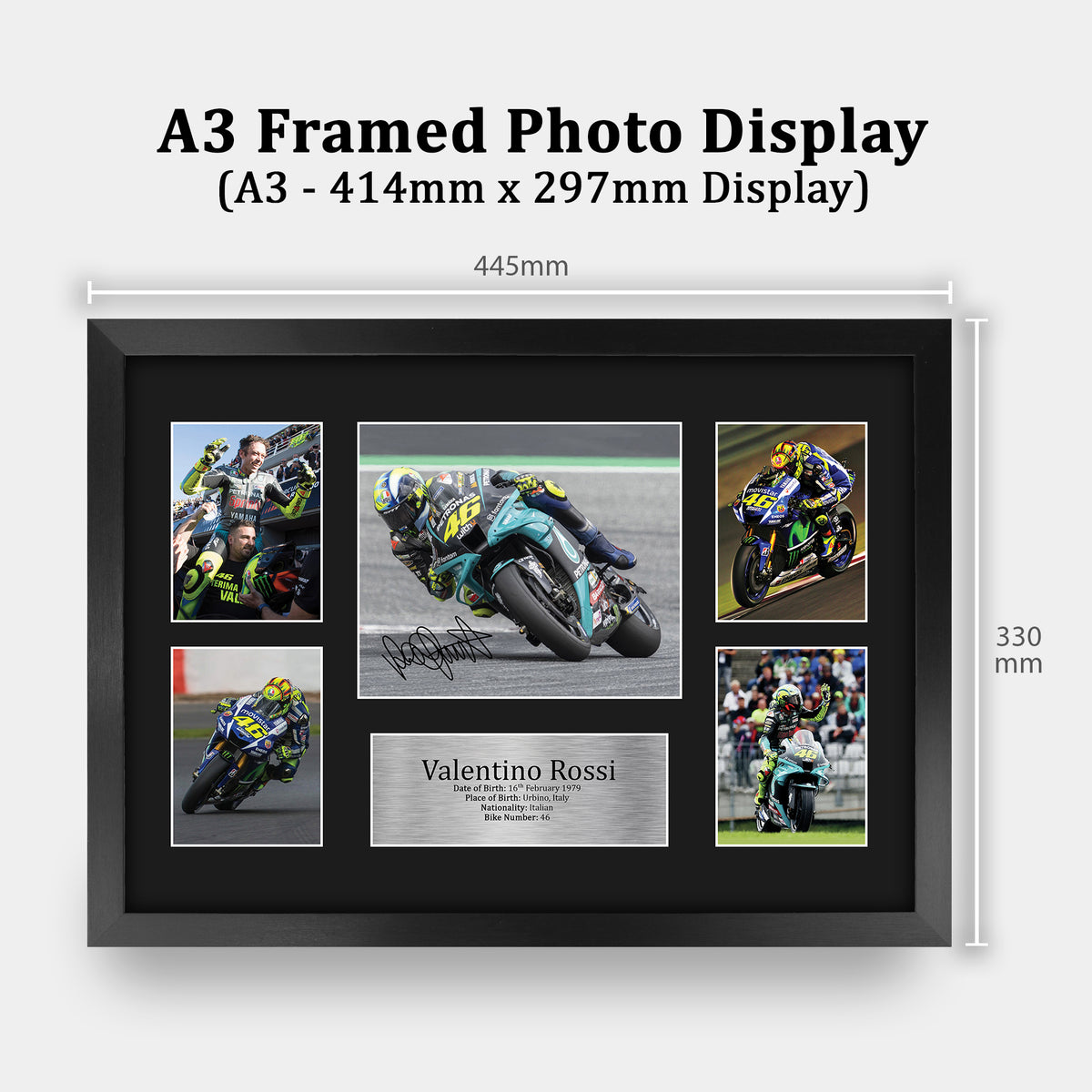 Valentino Rossi A3 framed print, view 2