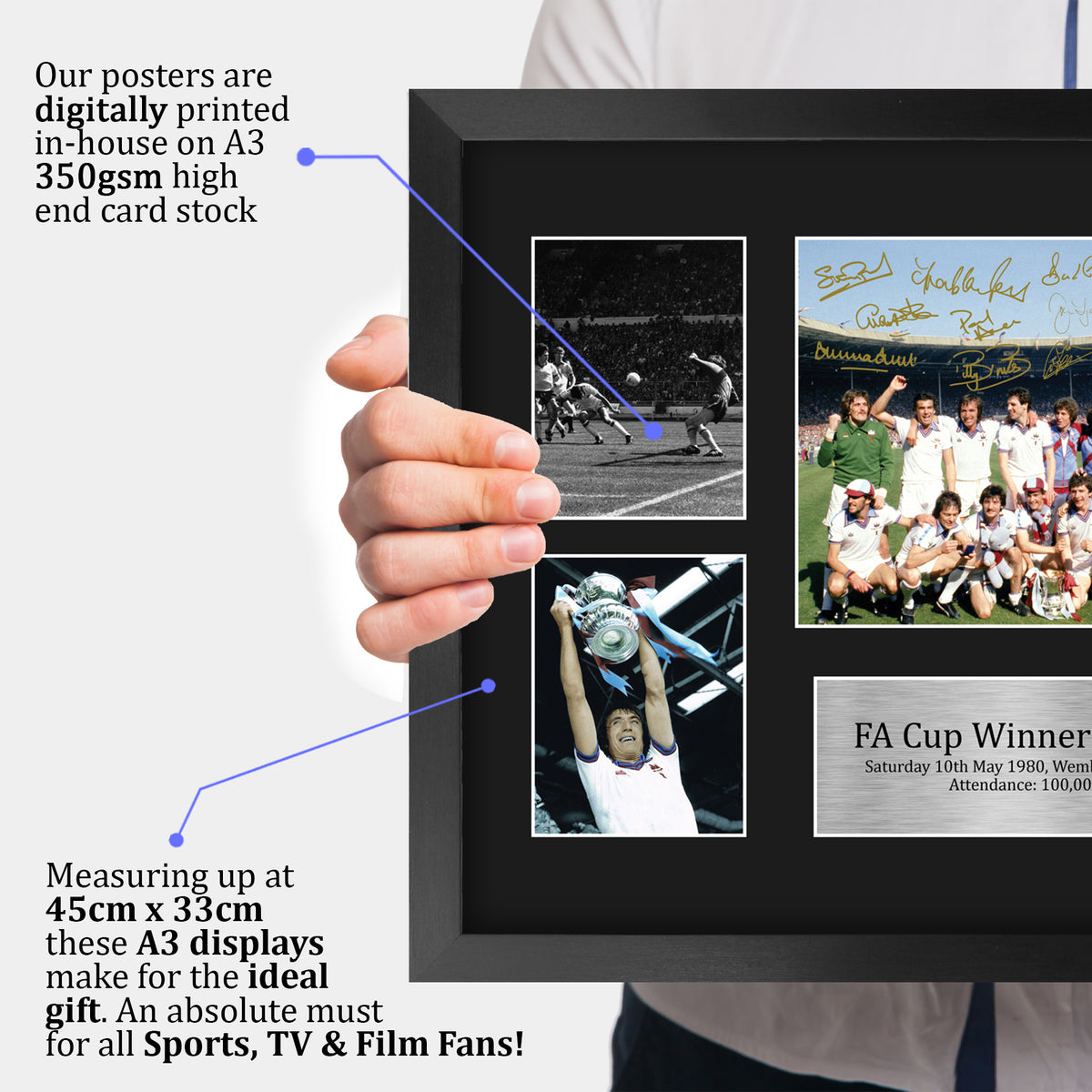 Hammers 1980 FA Cup Winners A3 framed print, view 3