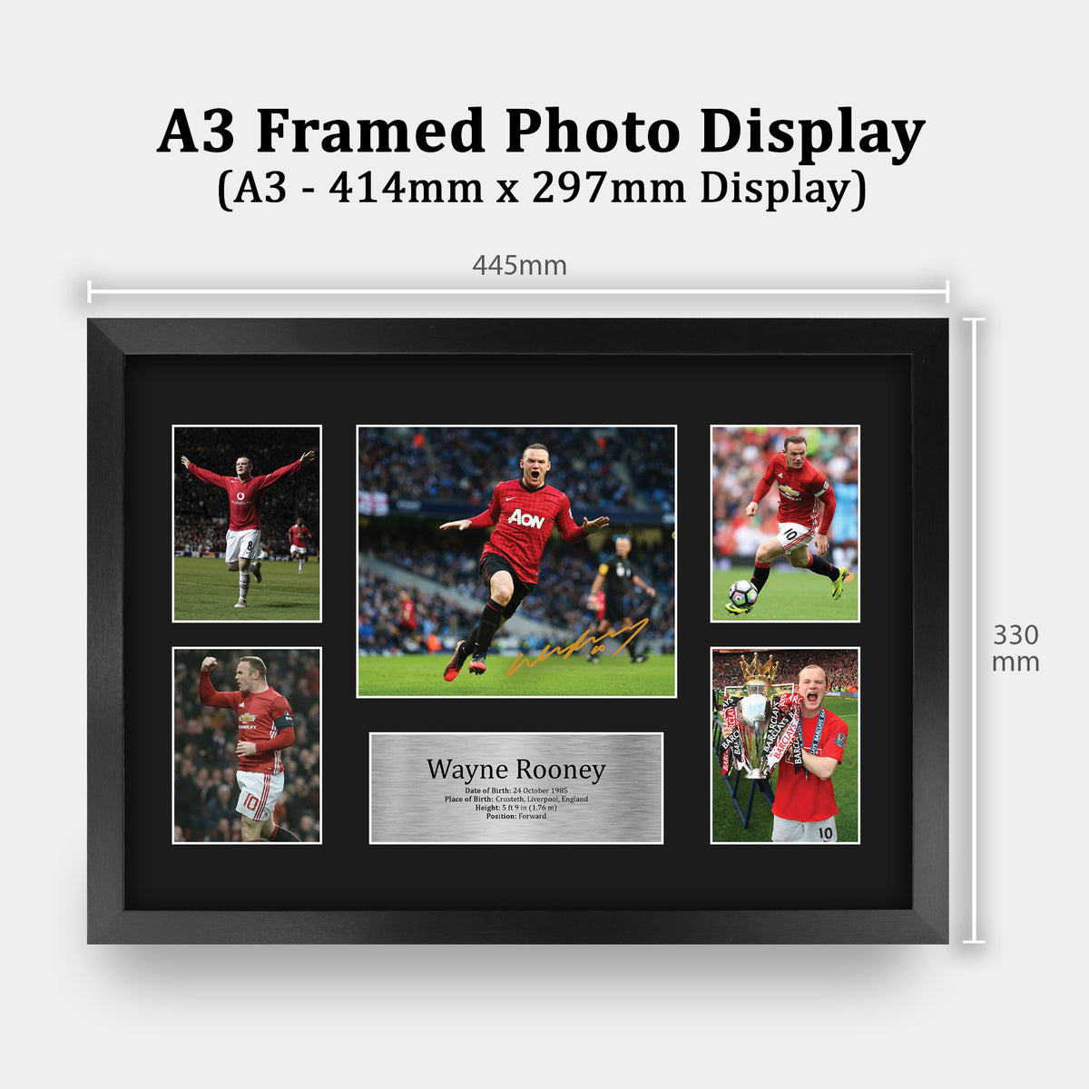 Wayne Rooney Manchester Red A3 framed print, view 2