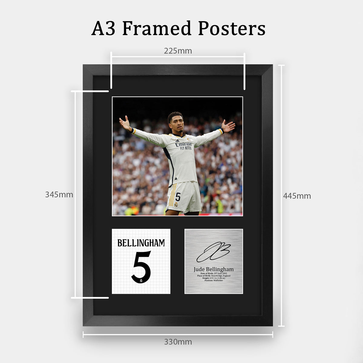 Jude Bellingham Madrid A3 framed print, view 2